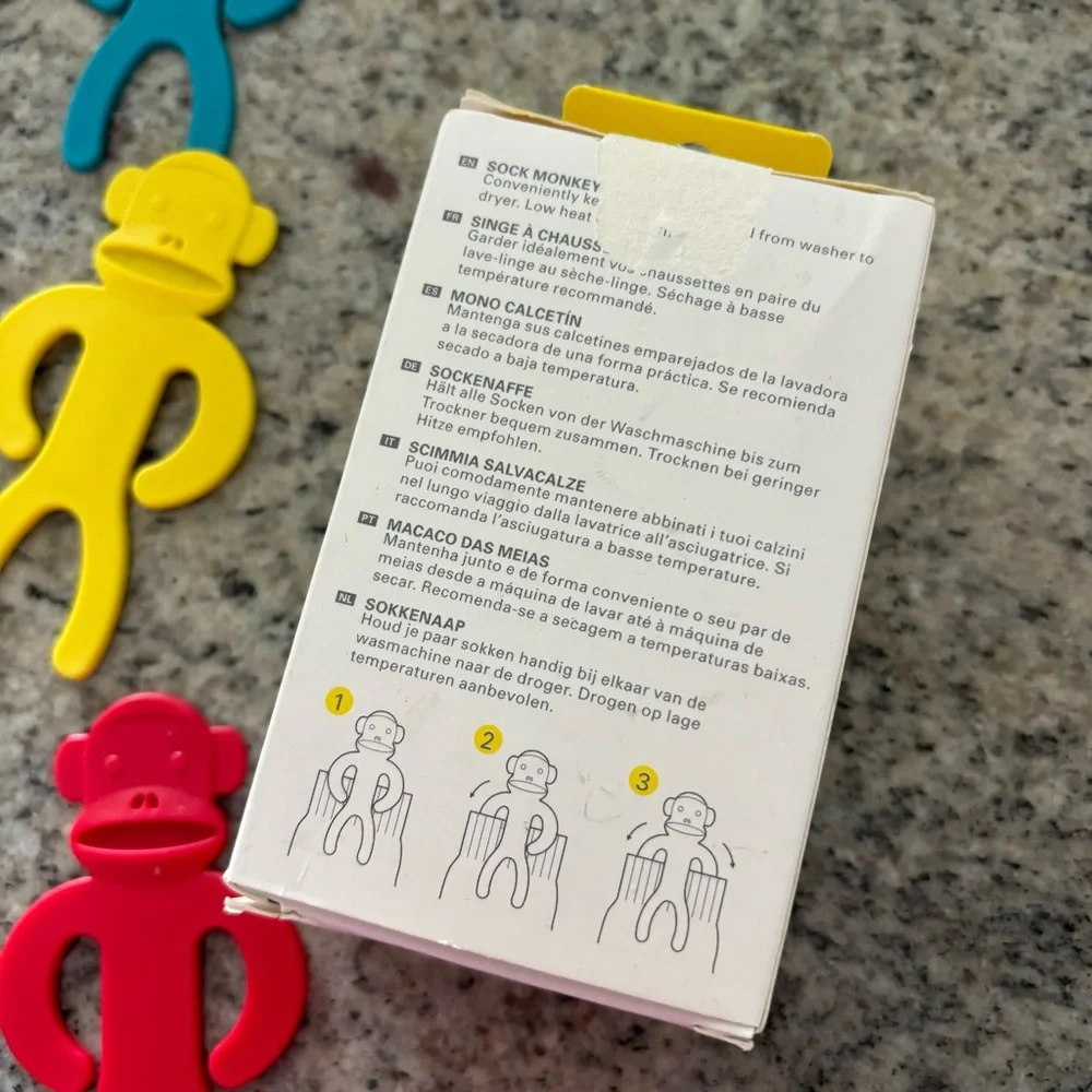 Kikkerland Sock Monkeys Set of 12 Sock Clips